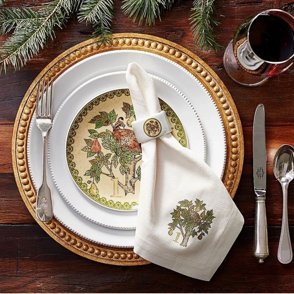 Pottery Barn Twelve Days Of Christmas Boxed Salad Plates, Mixed Set Of 12